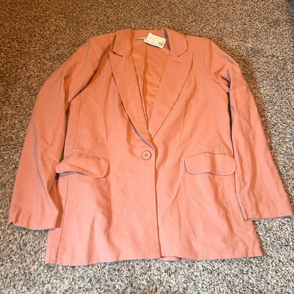 HYFVE Long Line Blazer‎ Mauve Pink Single Button Lightweight Jacket Size S